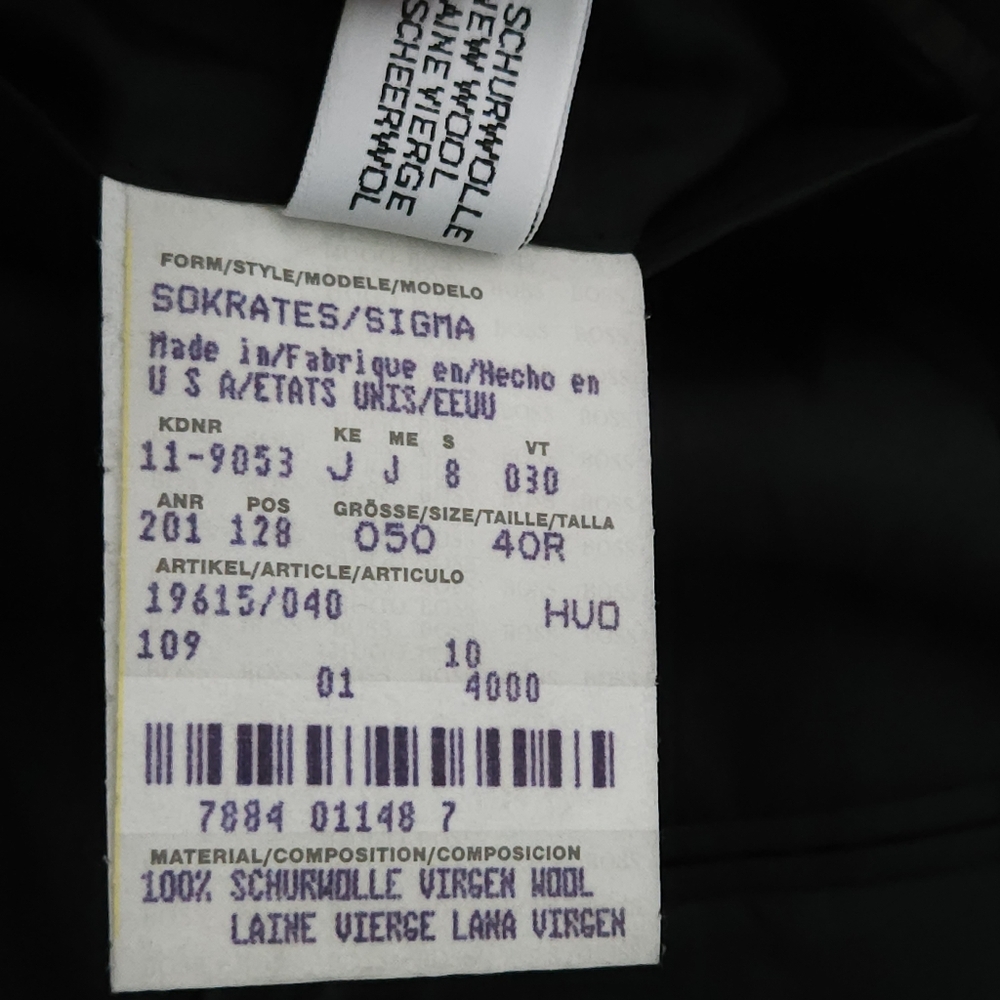 Hugo Boss Men's 40R Black Blazer 100% Virgin Wool 4 Button Sport‎ Coat USA - Picture 5 of 9
